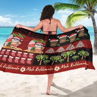 Hawaiian Christmas Sarong - Mele Kalikimaka Island Holiday Vibes - Black Red LT03 - Polynesian Pride