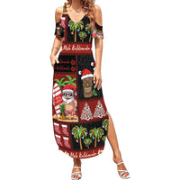 Hawaiian Christmas Summer Maxi Dress - Mele Kalikimaka Island Holiday Vibes - Black Red LT03 Women Black - Red - Polynesian Pride