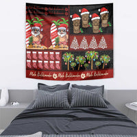 Hawaiian Christmas Tapestry - Mele Kalikimaka Island Holiday Vibes - Black Red