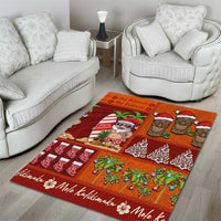 Hawaiian Christmas Area Rug - Mele Kalikimaka Island Holiday Vibes - Red Orange