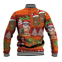 Hawaiian Christmas Baseball Jacket - Mele Kalikimaka Island Holiday Vibes - Red Orange LT03 - Polynesian Pride