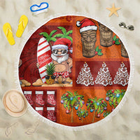 Hawaiian Christmas Beach Blanket - Mele Kalikimaka Island Holiday Vibes - Red Orange LT03 One Size 150cm Red - Orange - Polynesian Pride