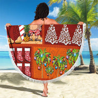 Hawaiian Christmas Beach Blanket - Mele Kalikimaka Island Holiday Vibes - Red Orange LT03 - Polynesian Pride
