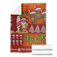 Hawaiian Christmas Blanket - Mele Kalikimaka Island Holiday Vibes - Red Orange LT03 - Polynesian Pride