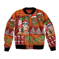 Hawaiian Christmas Bomber Jacket - Mele Kalikimaka Island Holiday Vibes - Red Orange