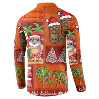 Hawaiian Christmas Button Sweatshirt - Mele Kalikimaka Island Holiday Vibes - Red Orange LT03 - Polynesian Pride