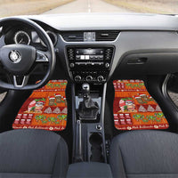 Hawaiian Christmas Car Mats - Mele Kalikimaka Island Holiday Vibes - Red Orange
