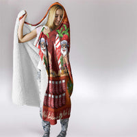 Hawaiian Christmas Hooded Blanket - Mele Kalikimaka Island Holiday Vibes - Red Orange LT03 - Polynesian Pride