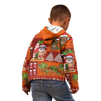 Hawaiian Christmas Kid Hoodie - Mele Kalikimaka Island Holiday Vibes - Red Orange