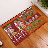 Hawaiian Christmas Rubber Doormat - Mele Kalikimaka Island Holiday Vibes - Red Orange LT03 - Polynesian Pride