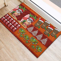 Hawaiian Christmas Rubber Doormat - Mele Kalikimaka Island Holiday Vibes - Red Orange LT03 - Polynesian Pride