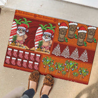 Hawaiian Christmas Rubber Doormat - Mele Kalikimaka Island Holiday Vibes - Red Orange LT03 - Polynesian Pride