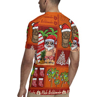 Hawaiian Christmas Rugby Jersey - Mele Kalikimaka Island Holiday Vibes - Red Orange LT03 - Polynesian Pride