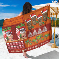 Hawaiian Christmas Sarong - Mele Kalikimaka Island Holiday Vibes - Red Orange LT03 One Size 44 x 66 inches Red - Orange - Polynesian Pride
