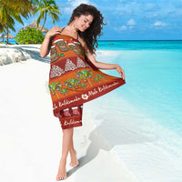 Hawaiian Christmas Sarong - Mele Kalikimaka Island Holiday Vibes - Red Orange LT03 - Polynesian Pride