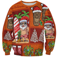 Hawaiian Christmas Sweatshirt - Mele Kalikimaka Island Holiday Vibes - Red Orange LT03 Unisex Red - Orange - Polynesian Pride