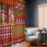 Hawaiian Christmas Window Curtain - Mele Kalikimaka Island Holiday Vibes - Red Orange LT03 - Polynesian Pride