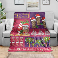 Hawaiian Christmas Blanket - Mele Kalikimaka Island Holiday Vibes - Pink Purple LT03 - Polynesian Pride