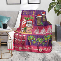 Hawaiian Christmas Blanket - Mele Kalikimaka Island Holiday Vibes - Pink Purple LT03 - Polynesian Pride