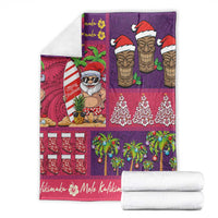 Hawaiian Christmas Blanket - Mele Kalikimaka Island Holiday Vibes - Pink Purple LT03 - Polynesian Pride