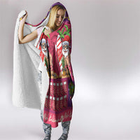 Hawaiian Christmas Hooded Blanket - Mele Kalikimaka Island Holiday Vibes - Pink Purple