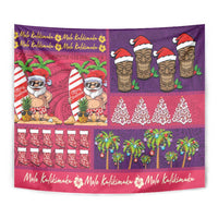 Hawaiian Christmas Tapestry - Mele Kalikimaka Island Holiday Vibes - Pink Purple