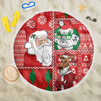 Australian Christmas Beach Blanket - Santa Koala Kangaroo and Holiday Cheer LT03 One Size 150cm Red - Polynesian Pride