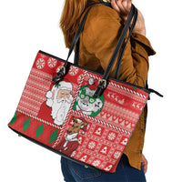 Australian Christmas Leather Tote Bag - Santa Koala Kangaroo and Holiday Cheer LT03 - Polynesian Pride