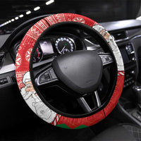 Australian Christmas Steering Wheel Cover - Santa Koala Kangaroo and Holiday Cheer LT03 Universal Fit Red - Polynesian Pride