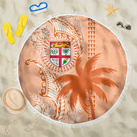 Bula Fiji Beach Blanket Tropical Flower and Tapa Pattern Peach Fuzz Color LT03 One Size 150cm Peach Fuzz - Polynesian Pride
