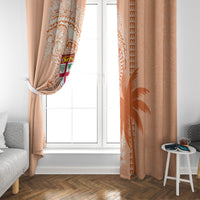 Bula Fiji Window Curtain Tropical Flower and Tapa Pattern Peach Fuzz Color LT03 - Polynesian Pride