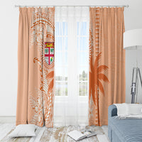 Bula Fiji Window Curtain Tropical Flower and Tapa Pattern Peach Fuzz Color LT03 - Polynesian Pride