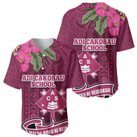 Fiji Adi Cakobau School Baseball Jersey Tropical Flower and Tapa Pattern LT03 - Polynesian Pride