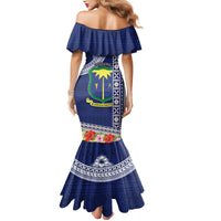 Fiji Natabua High School Mermaid Dress Tropical Flower and Tapa Pattern Blue Style LT03 - Polynesian Pride