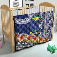Fiji Natabua High School Quilt Tropical Flower and Tapa Pattern Blue Style LT03 - Polynesian Pride