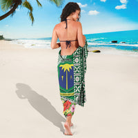 Fiji Natabua High School Sarong Tropical Flower and Tapa Pattern Green Style LT03 - Polynesian Pride