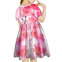 Hawaiian Cocktail Valentine Day Kid Short Sleeve Dress Hibiscus Kakau Pattern Pink Version LT03 - Polynesian Pride