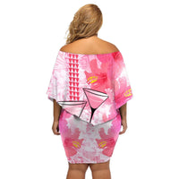 Hawaiian Cocktail Valentine Day Off Shoulder Short Dress Hibiscus Kakau Pattern Pink Version LT03 - Polynesian Pride