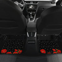 New Zealand Kiwi Soldier ANZAC Car Mats Red Poppy Flower and Silver Fern Pattern LT03 Set 2pcs - Back Black - Polynesian Pride
