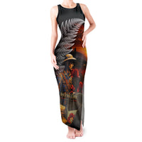 Slouch Hat and Biscuits ANZAC Tank Maxi Dress with Soldier Silver Fern LT03 Women Black - Polynesian Pride