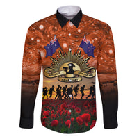 The Rising Sun Badge ANZAC Family Matching Short Sleeve Bodycon Dress and Hawaiian Shirt Last Post Field of Poppy Starry Night Style LT03 Dad's Shirt - Long Sleeve Black - Polynesian Pride