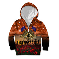 The Rising Sun Badge ANZAC Kid Hoodie Last Post Field of Poppy Starry Night Style LT03 Zip Hoodie Black - Polynesian Pride