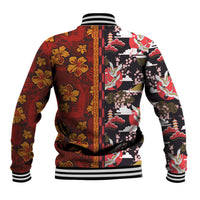 Japanese Culture Hawaii Style Baseball Jacket Hawaiian Tribal and Japanese Pattern Together Culture LT03 - Polynesian Pride