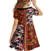 Japanese Culture Hawaii Style Family Matching Off The Shoulder Long Sleeve Dress and Hawaiian Shirt Hawaiian Tribal and Japanese Pattern Together Culture LT03 - Polynesian Pride
