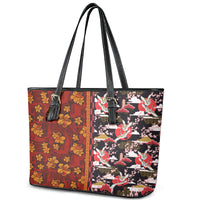 Japanese Culture Hawaii Style Leather Tote Bag Hawaiian Tribal and Japanese Pattern Together Culture LT03 - Polynesian Pride