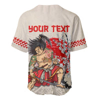Personalised Pan-Pacific Festival Baseball Jersey Japanese Samurai with Hawaiian Pattern