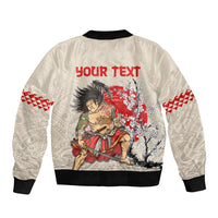Personalised Japanese Culture Hawaii Style Bomber Jacket Japanese Samurai with Hawaiian Pattern LT03 - Polynesian Pride