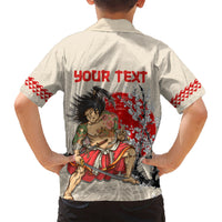 Personalised Japanese Culture Hawaii Style Kid Hawaiian Shirt Japanese Samurai with Hawaiian Pattern LT03 - Polynesian Pride