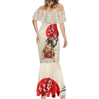 Personalised Pan-Pacific Festival Mermaid Dress Japanese Samurai with Hawaiian Pattern