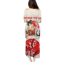 Personalised Japanese Culture Hawaii Style Puletasi Japanese Samurai with Hawaiian Pattern LT03 - Polynesian Pride